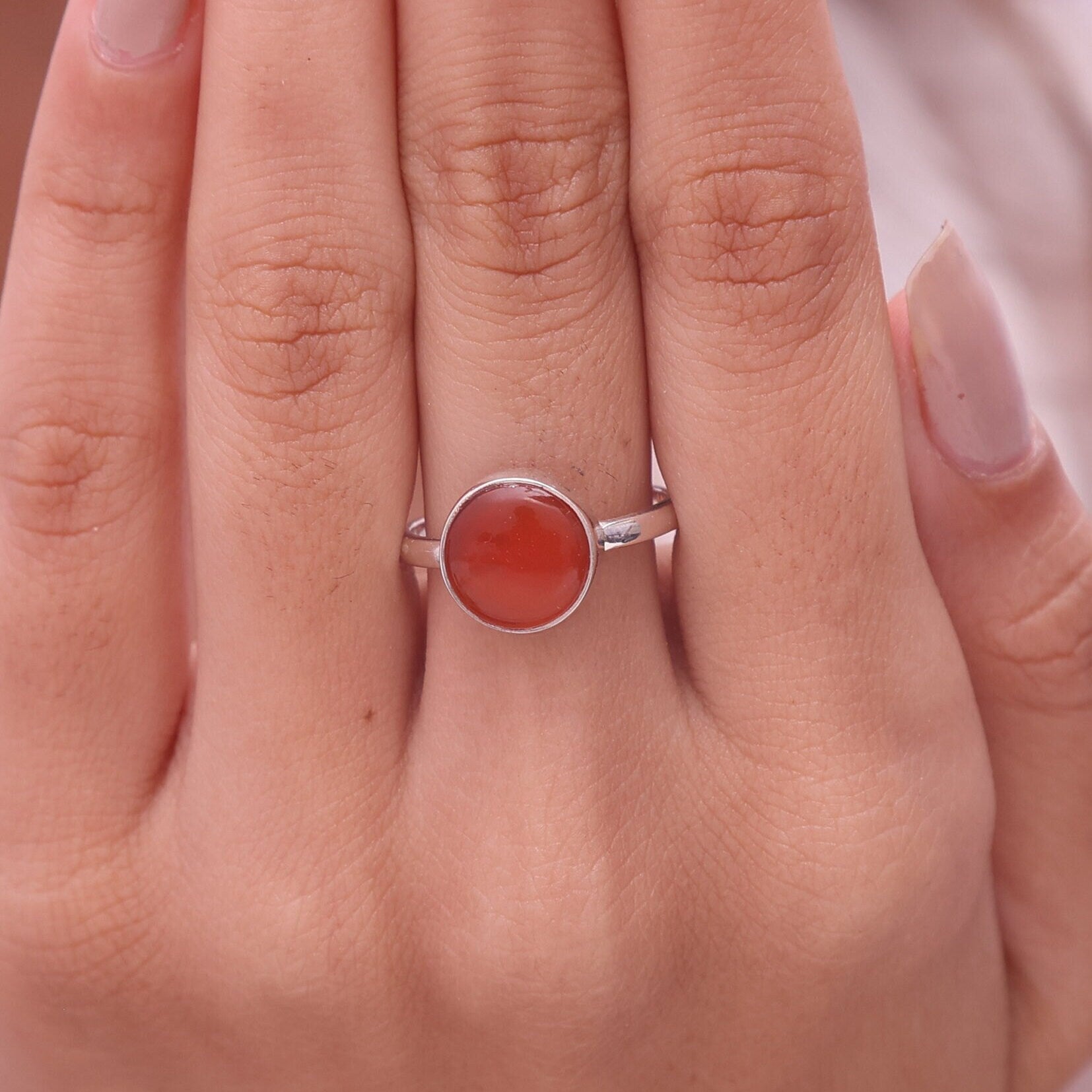 Carnelian Ring 925 Sterling Silver Ring