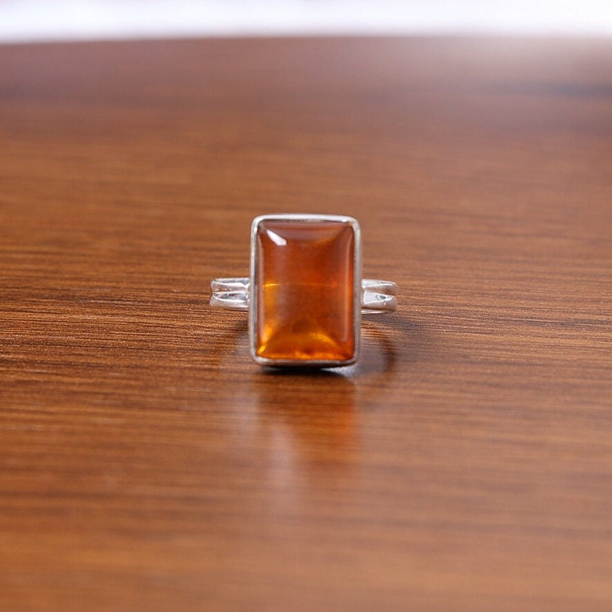 Amber 925 Sterling Silver Ring