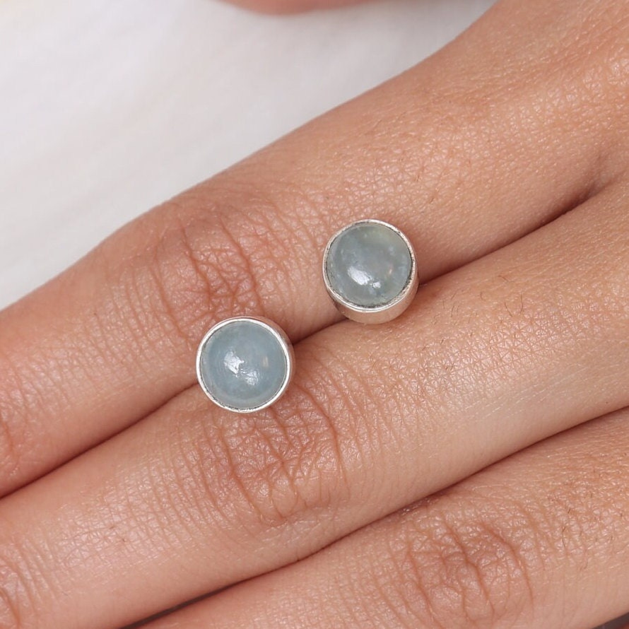 Aquamarine Sterling Silver Stud Earrings