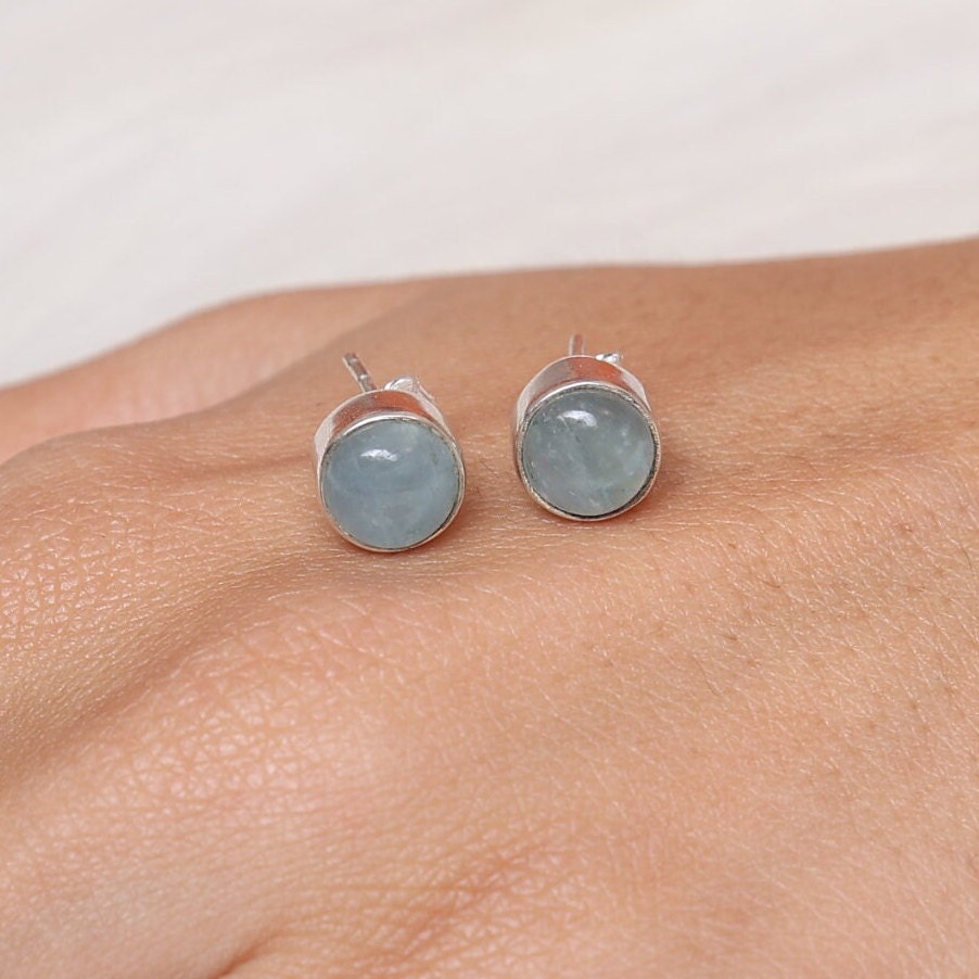 Aquamarine Sterling Silver Stud Earrings