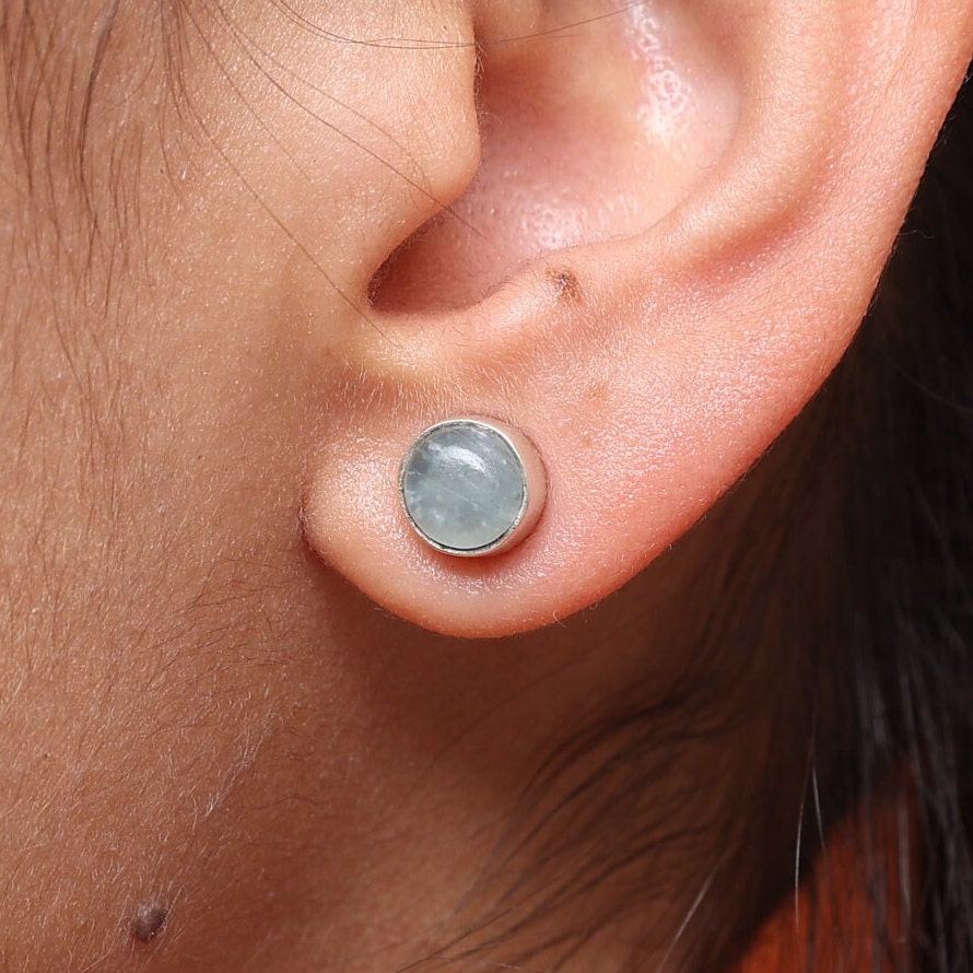 Aquamarine Sterling Silver Stud Earrings