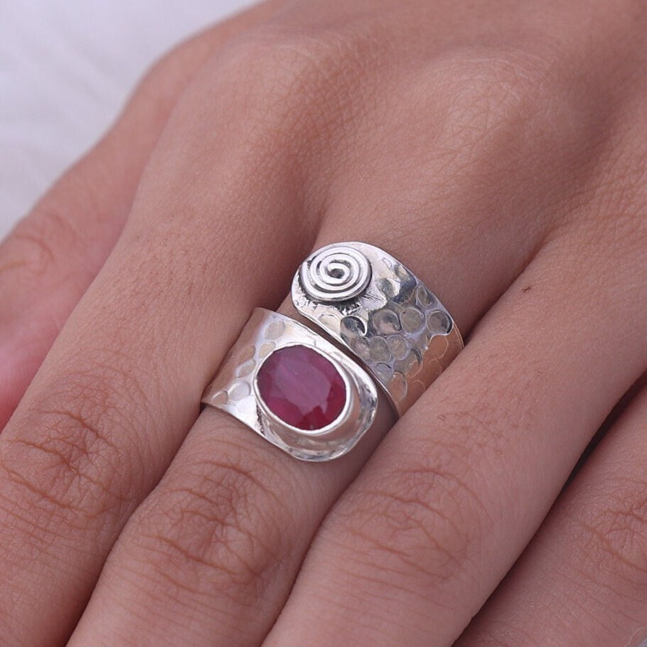 Ruby Sterling Silver Ring