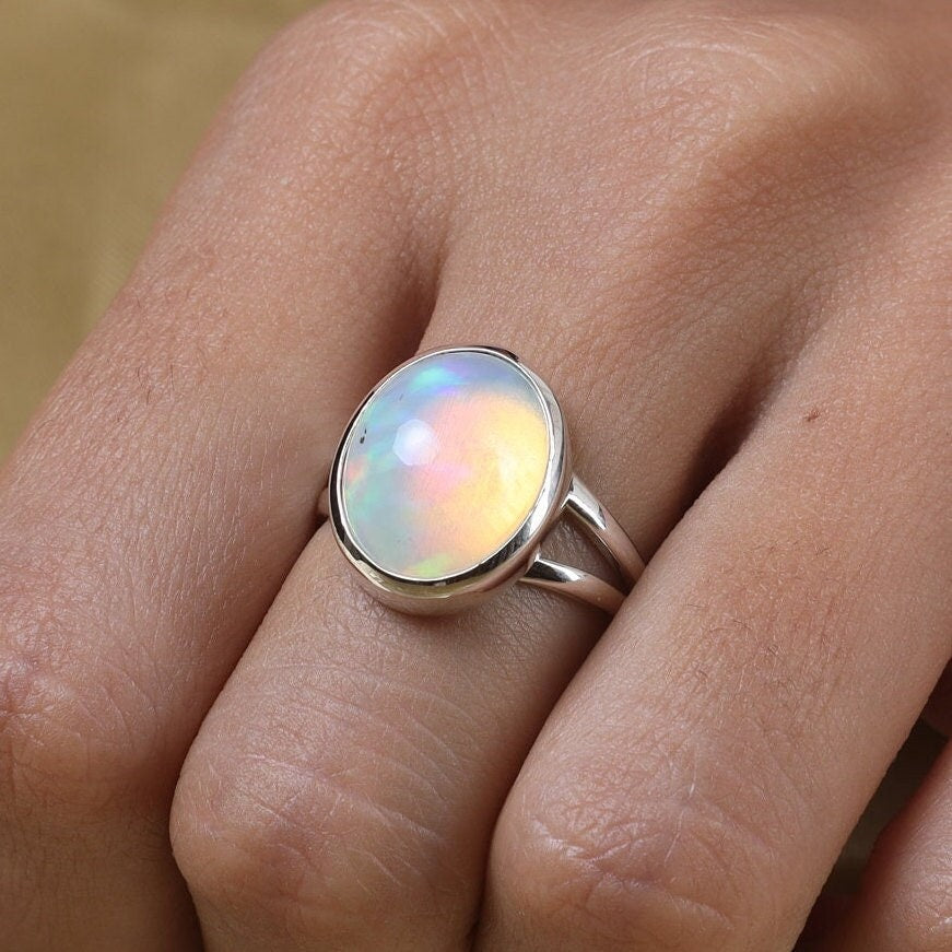 Ethiopian Opal Sterling Silver Ring