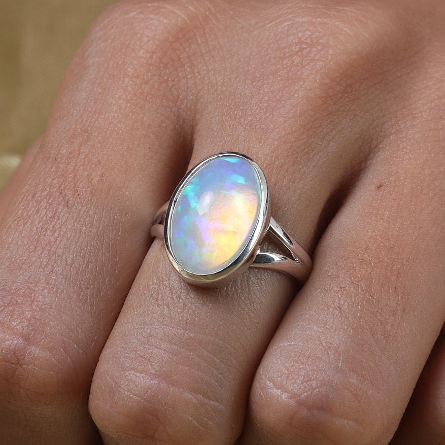 Ethiopian Opal Sterling Silver Ring