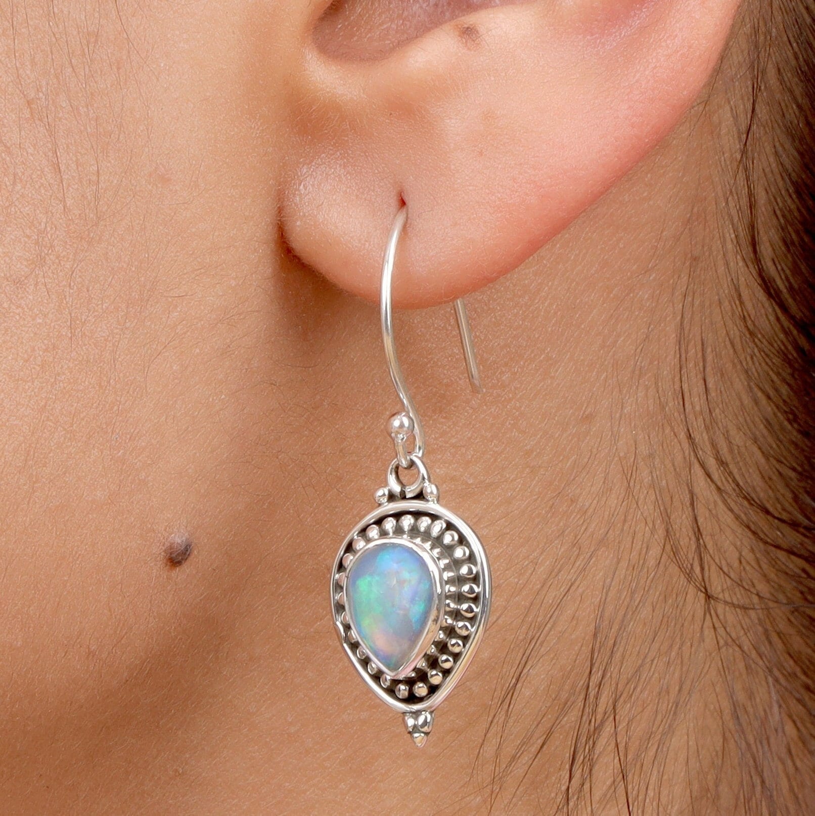 Ethiopian Opal Sterling Silver Earrings