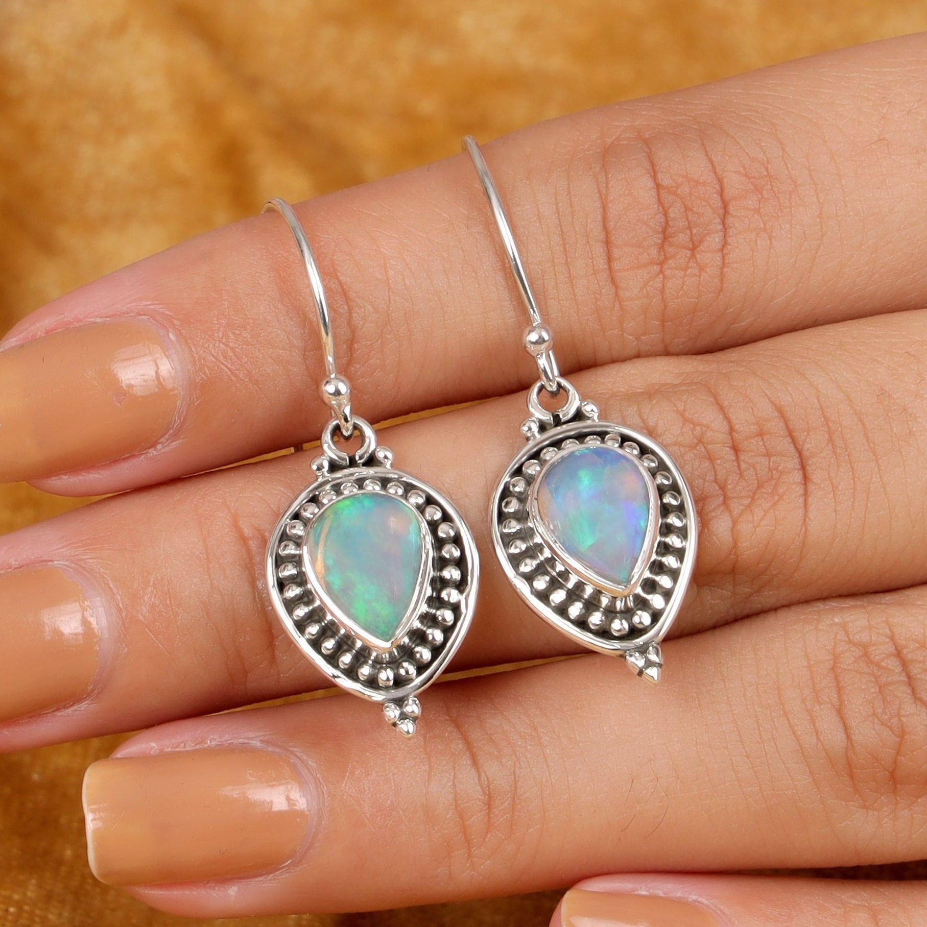 Ethiopian Opal Sterling Silver Earrings