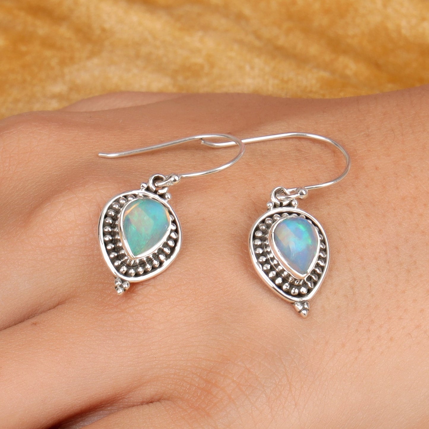 Ethiopian Opal Sterling Silver Earrings