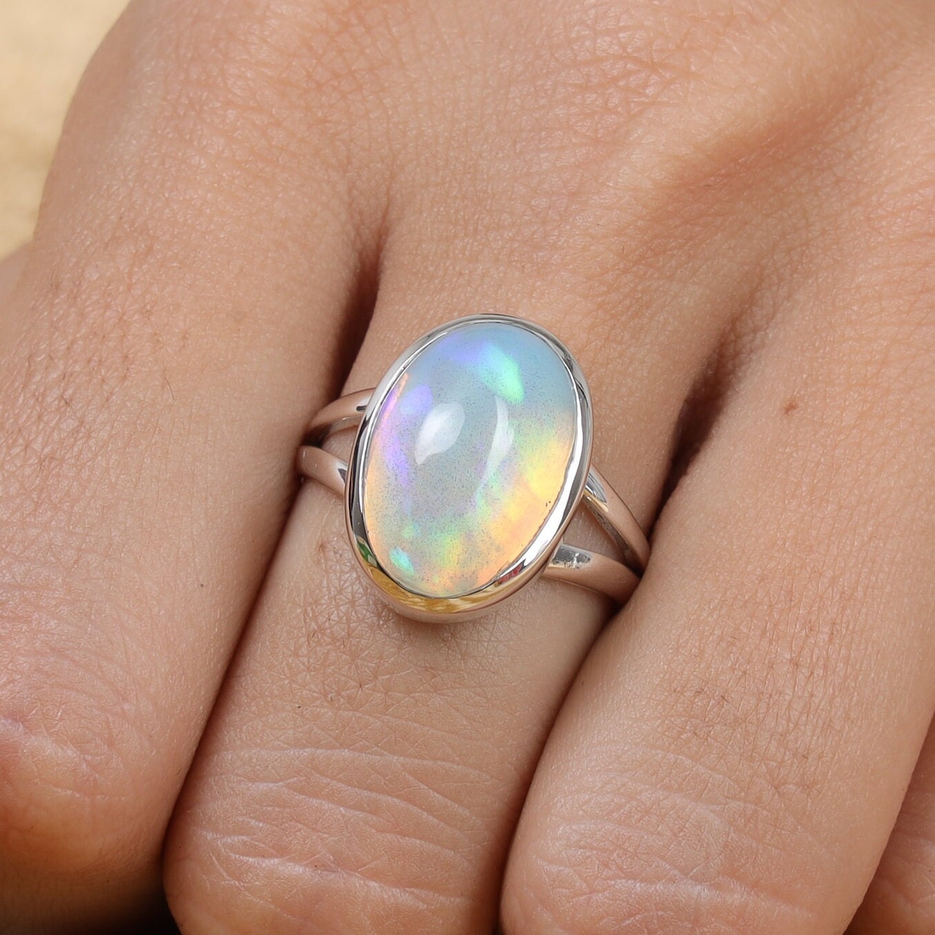 Ethiopian Opal Sterling Silver Ring