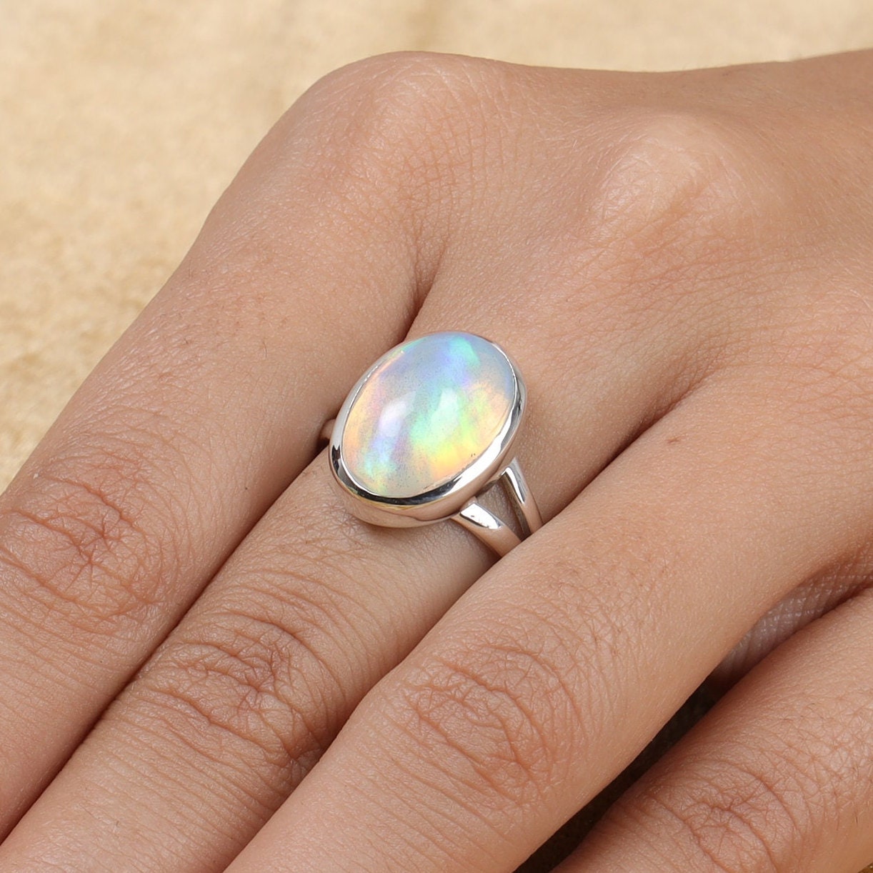 Ethiopian Opal Sterling Silver Ring