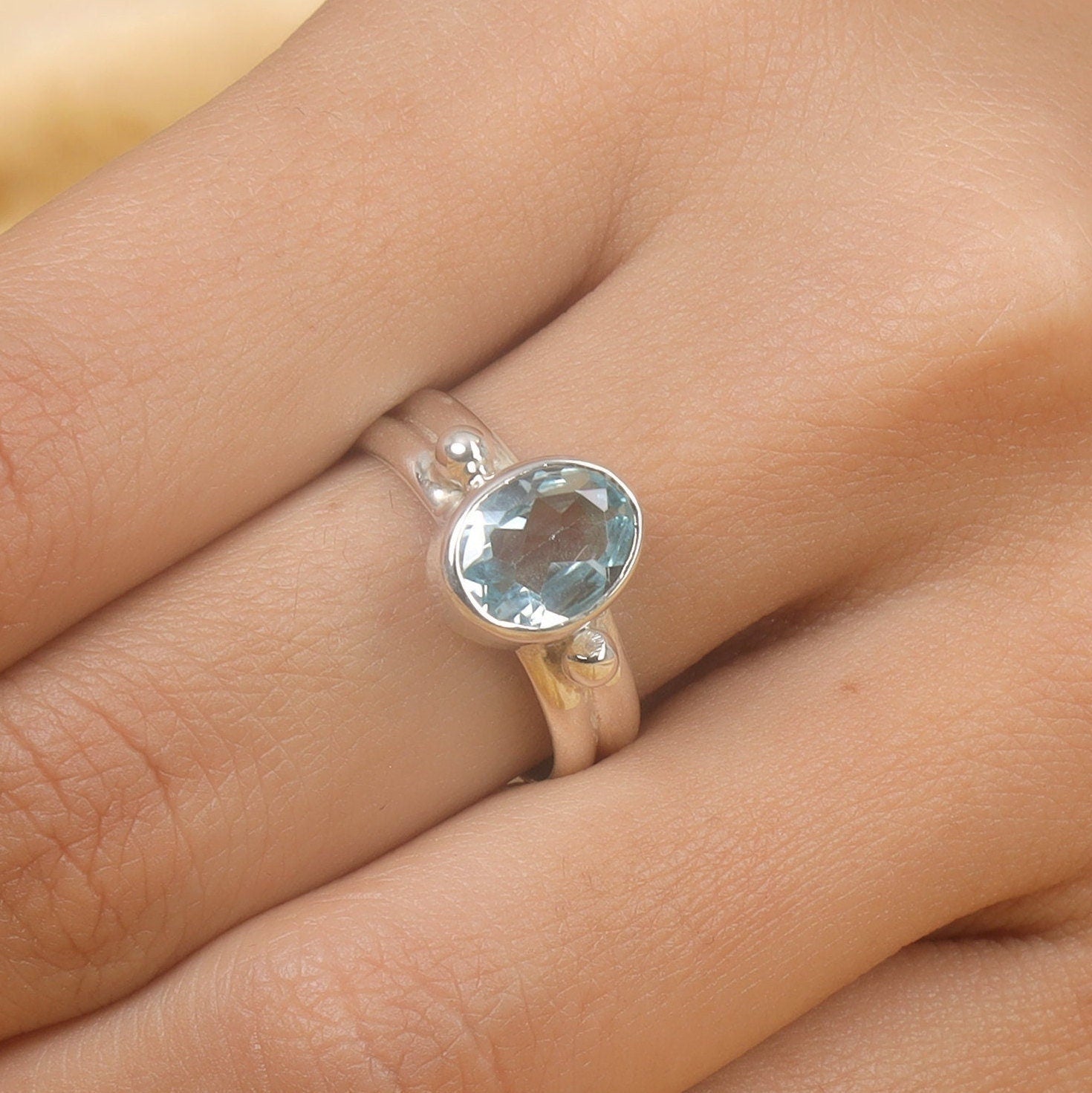 Aquamarine Sterling Silver Ring