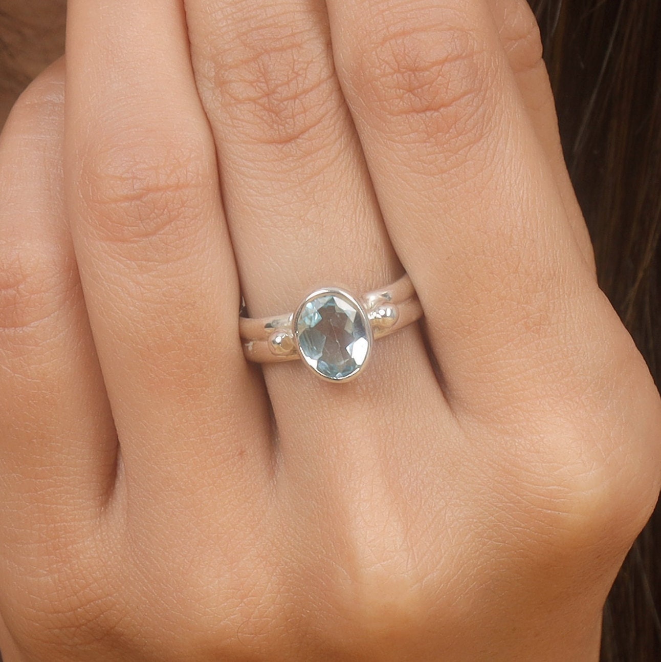 Aquamarine Sterling Silver Ring