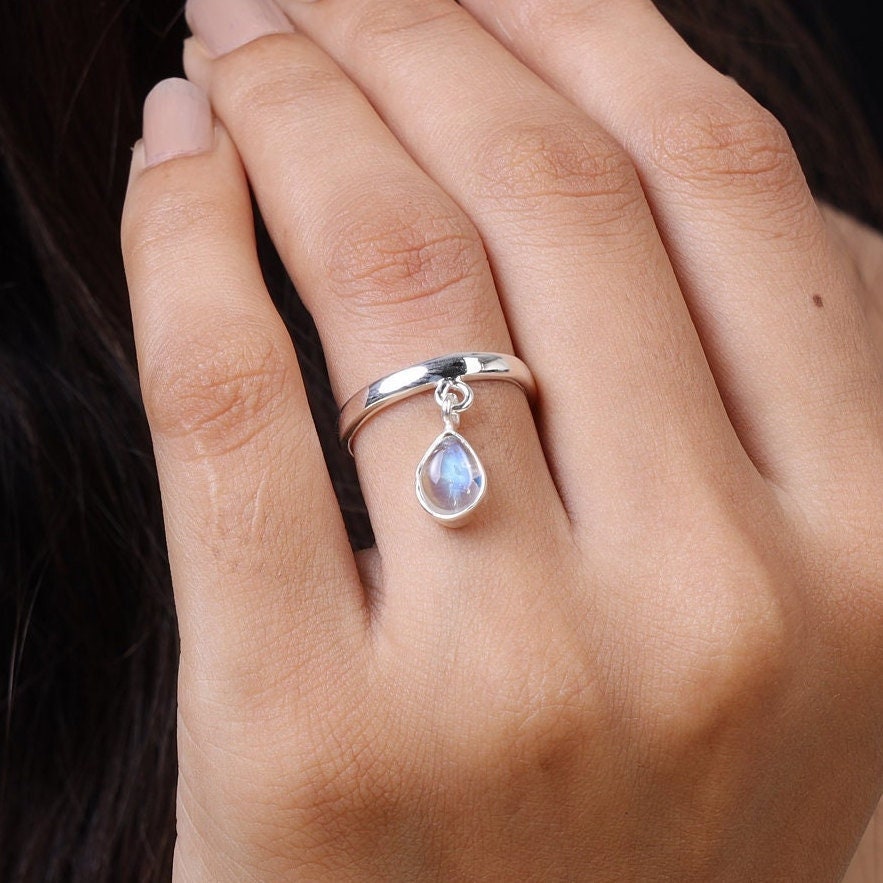 Rainbow Moonstone Sterling Silver Ring