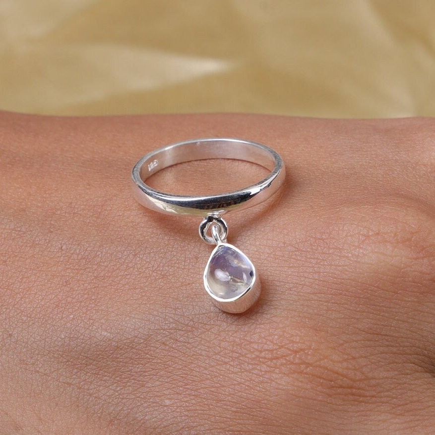 Rainbow Moonstone Sterling Silver Ring