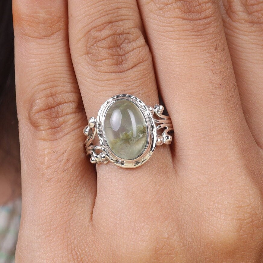 Prehnite Sterling Silver Ring