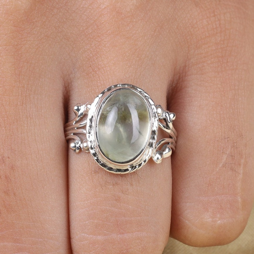 Prehnite Sterling Silver Ring