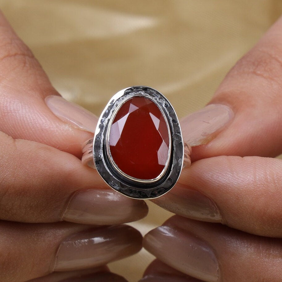 Carnelian 925 Sterling Silver Ring