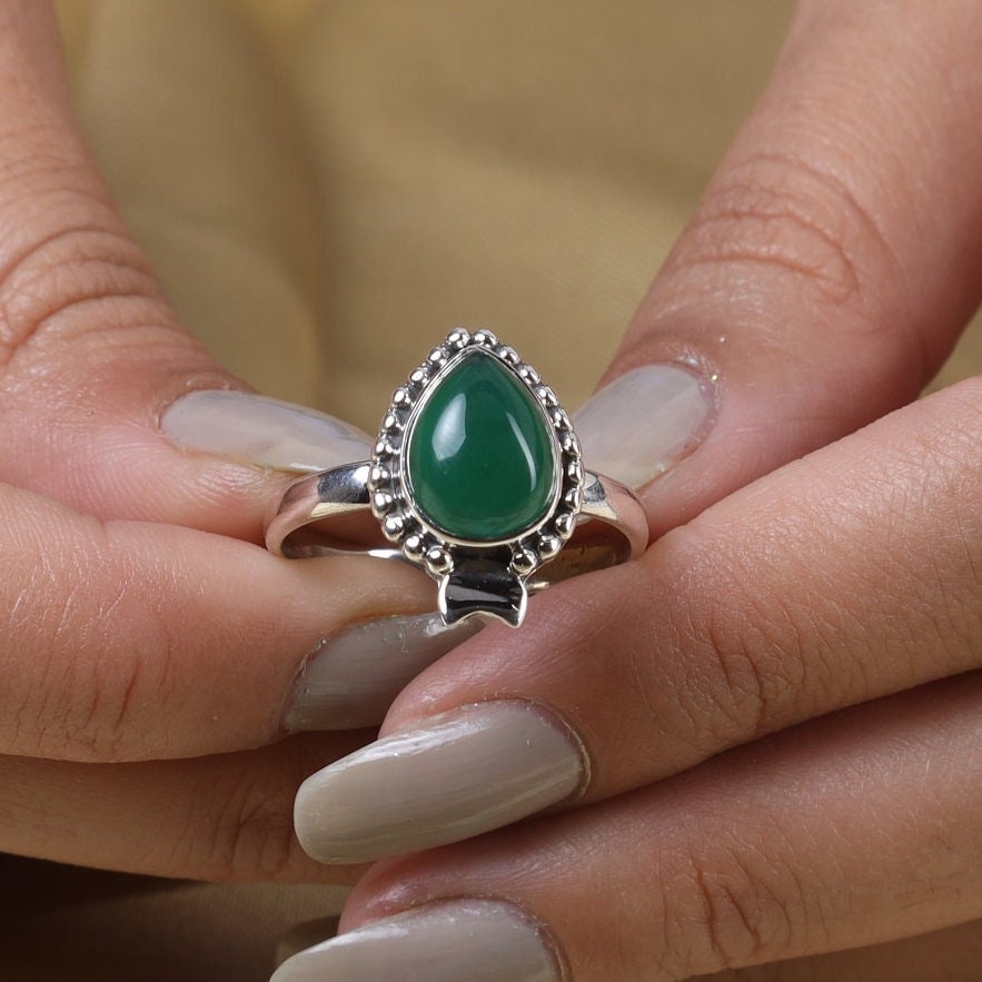 Green Onyx Sterling Silver Ring