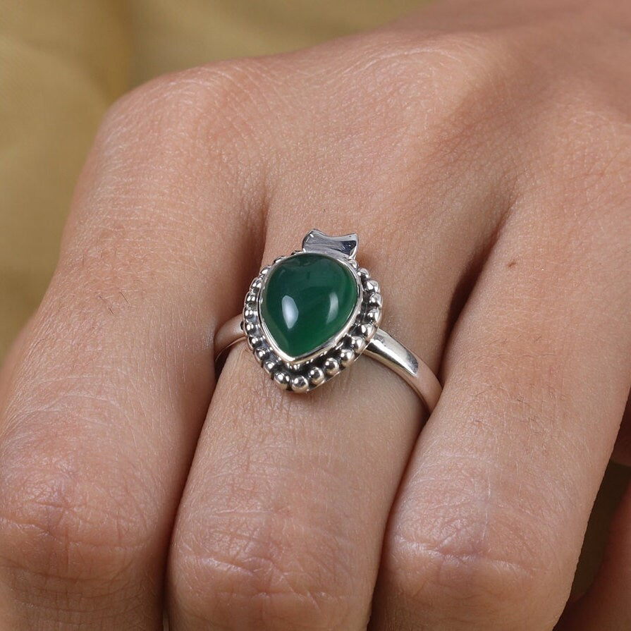 Green Onyx Sterling Silver Ring