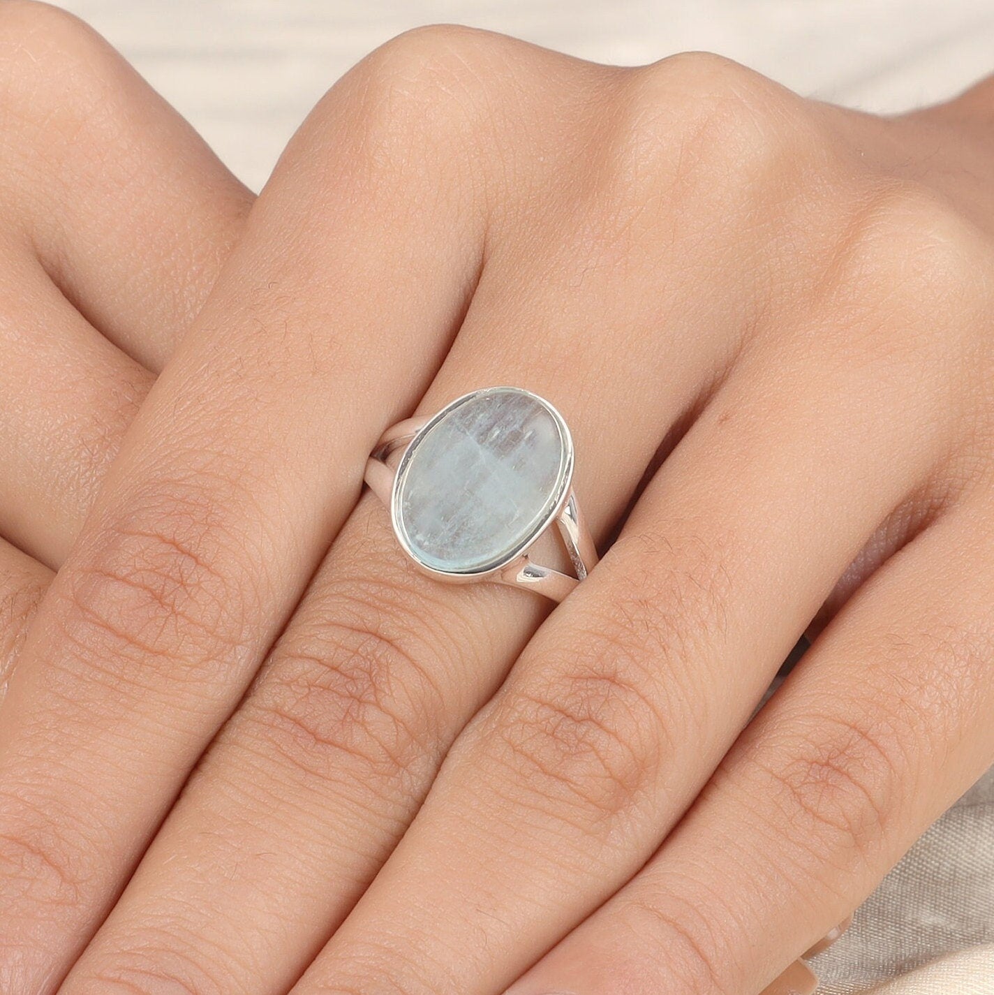 Aquamarine Sterling Silver Ring