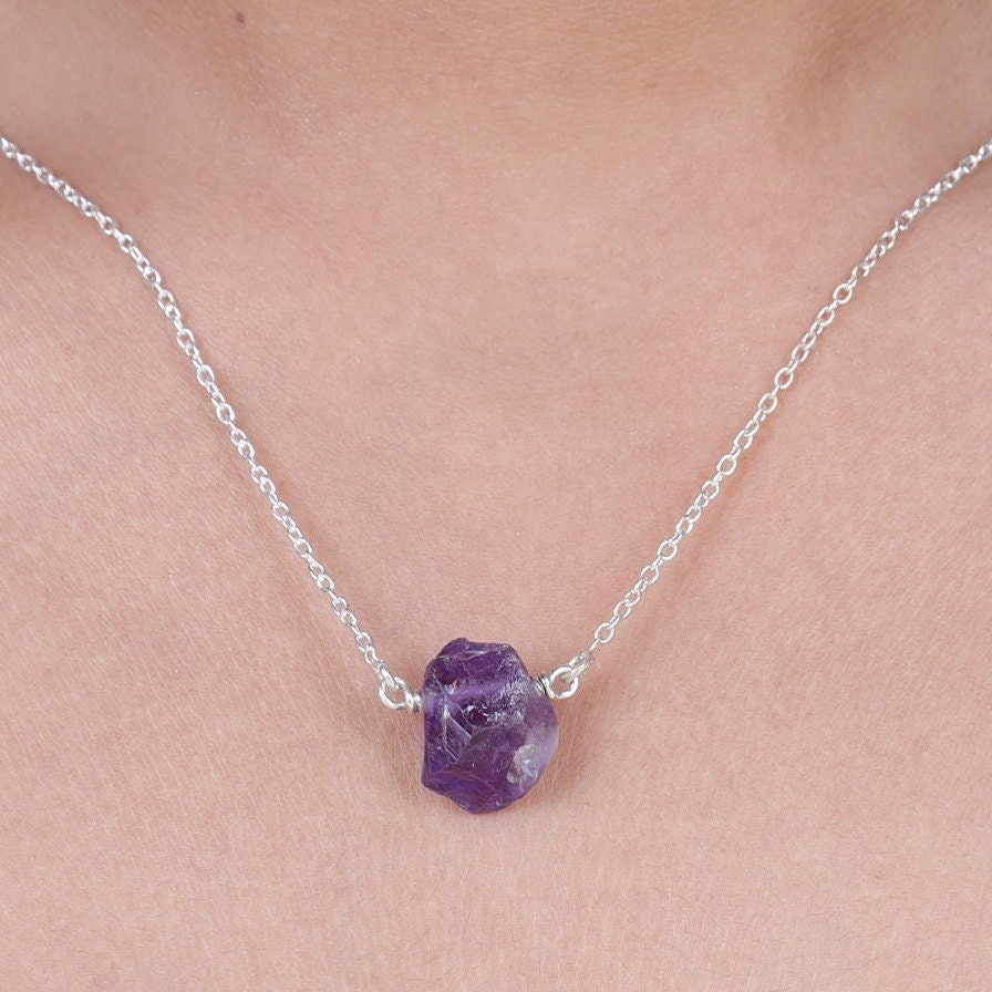 Raw Amethyst Sterling Silver Necklace