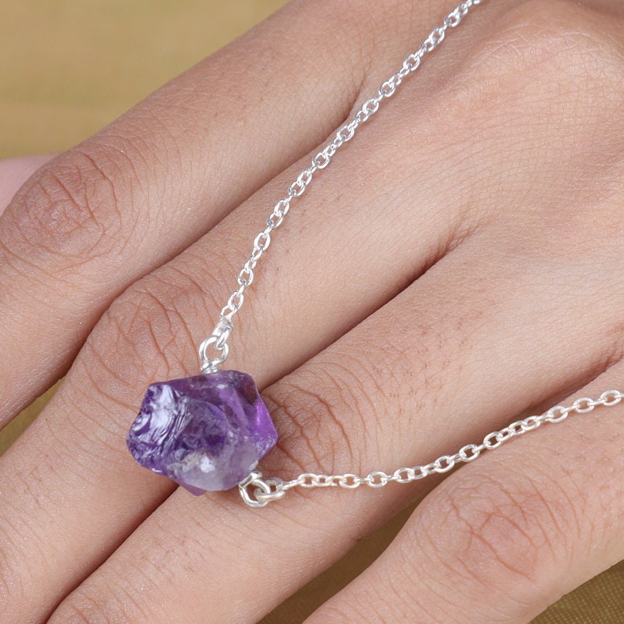 Raw Amethyst Sterling Silver Necklace