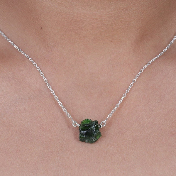 Raw Green Apatite Pendant, 925 Sterling Silver Pendant, Handmade Jewelry, Pendant With Chain, Green Gemstone Pendant, Christmas Gift For Her