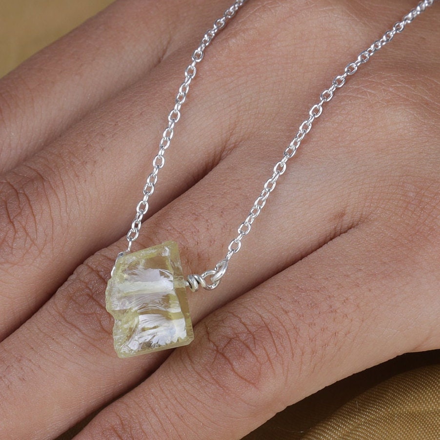 Raw Lemon Topaz Sterling Silver Necklace