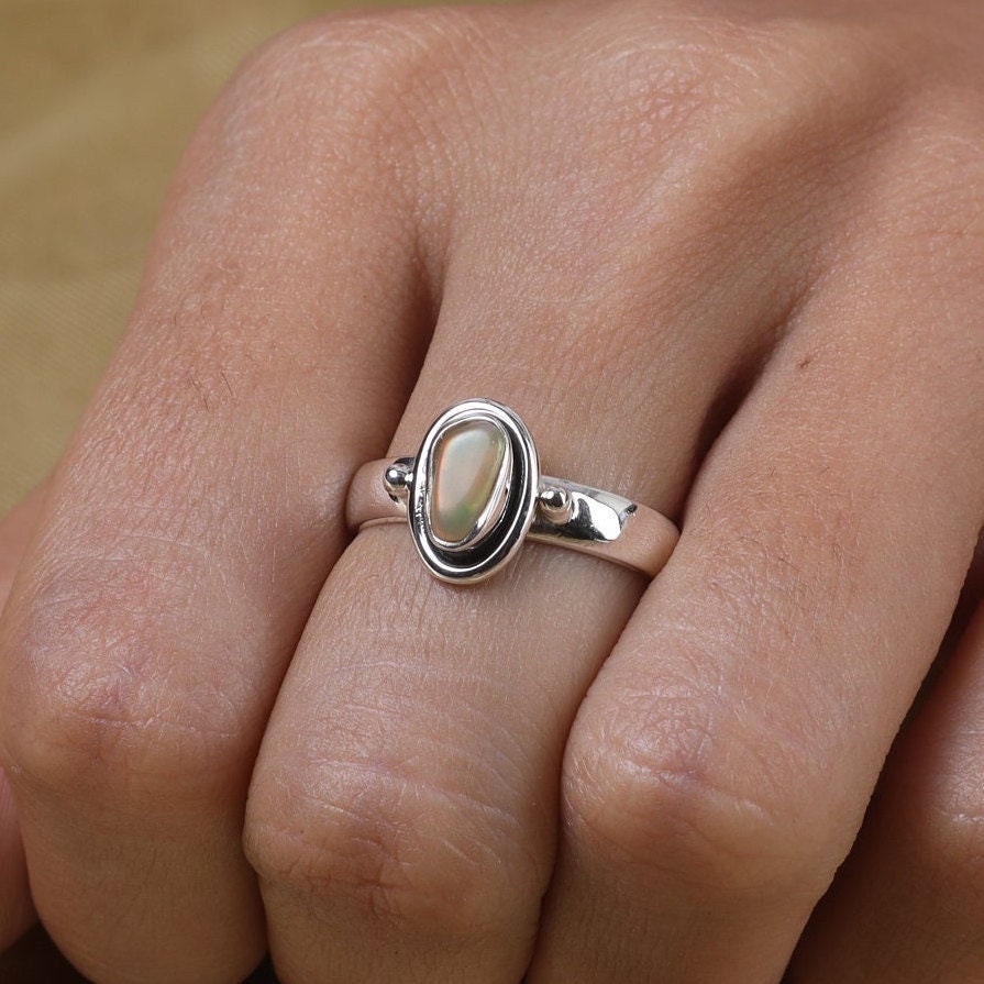 Raw Ethiopian Opal Sterling Silver Ring