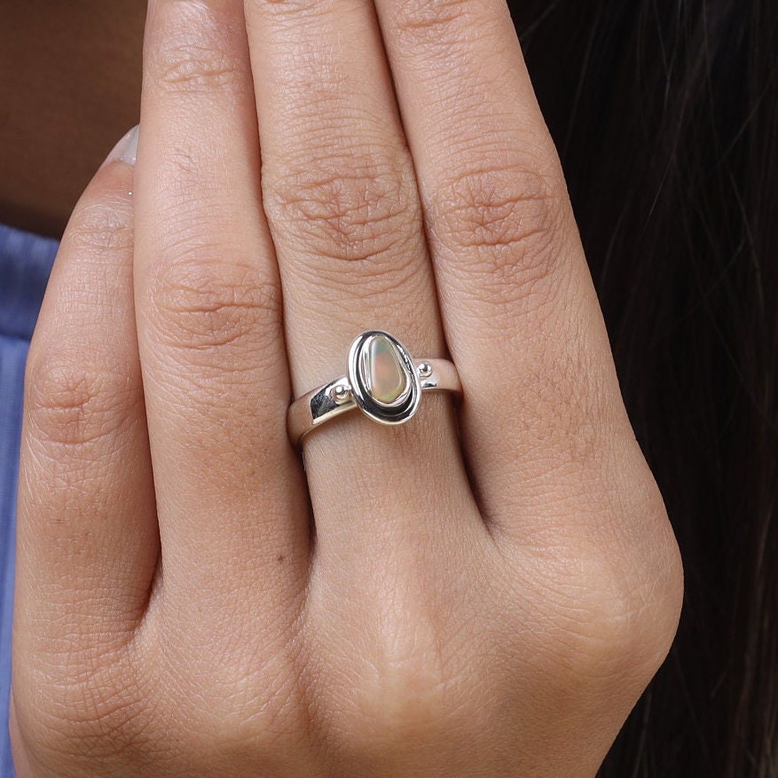 Raw Ethiopian Opal Sterling Silver Ring