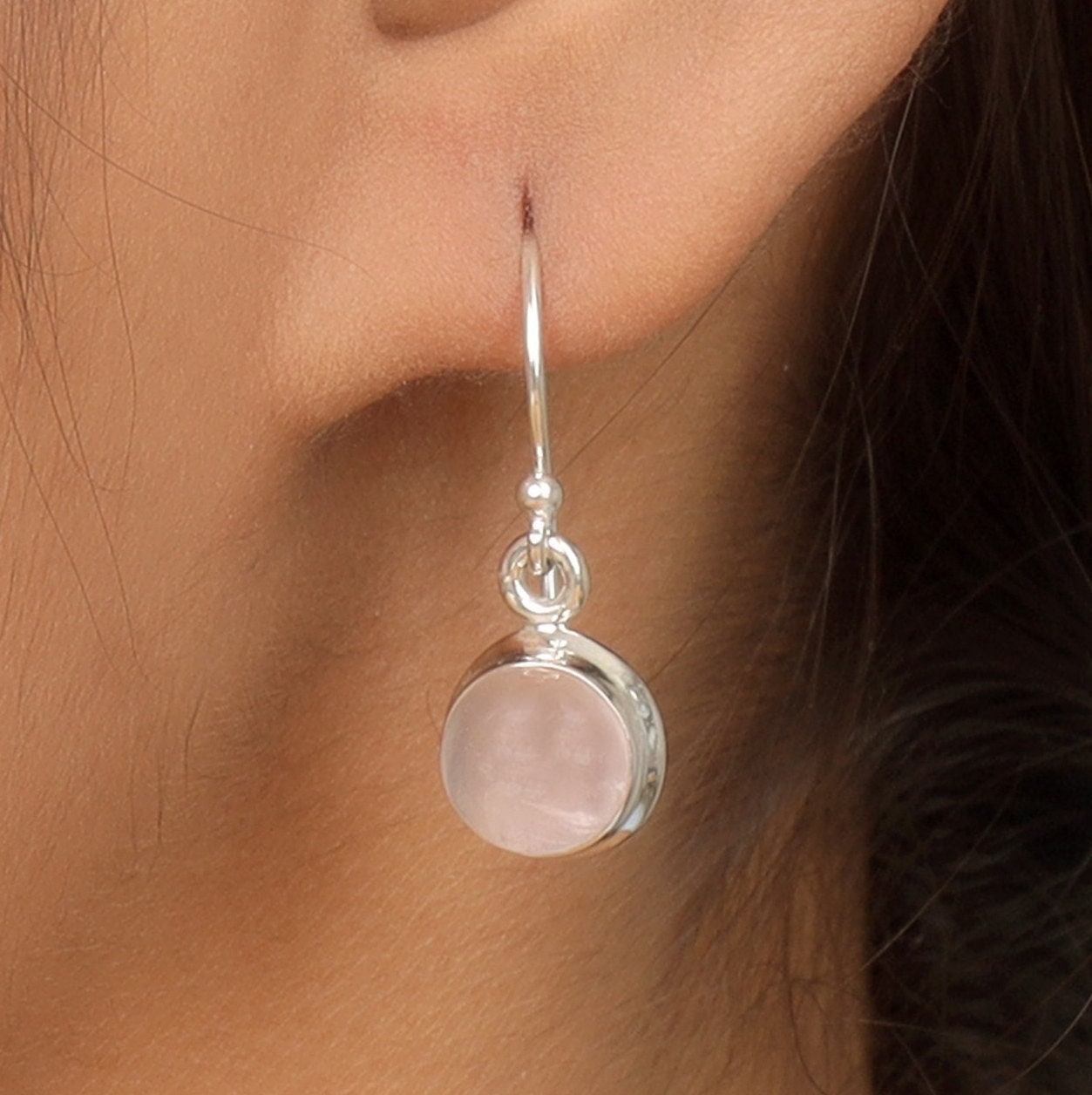 Rose Quartz Sterling Silver Earrings