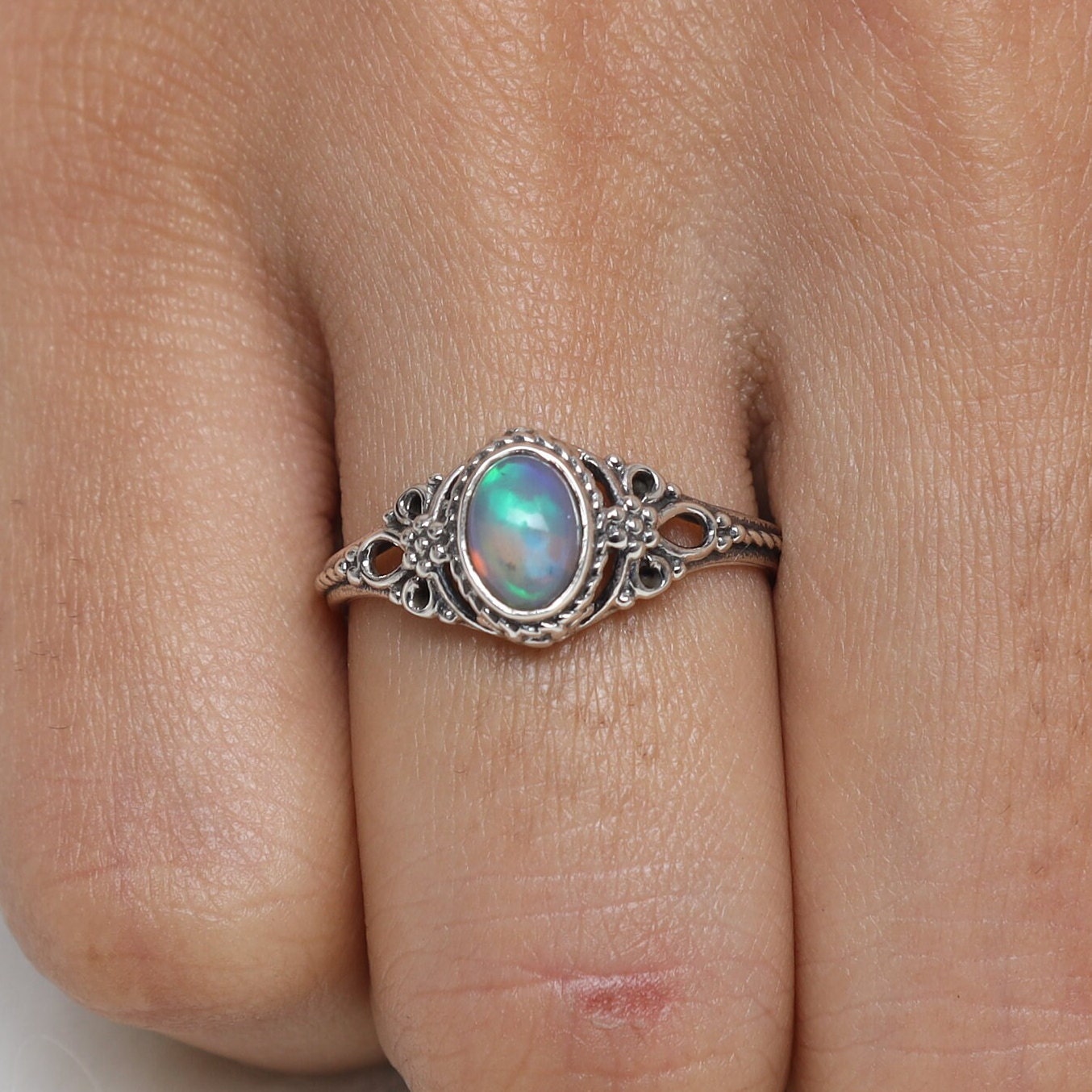 Ethiopian Opal Sterling Silver Ring