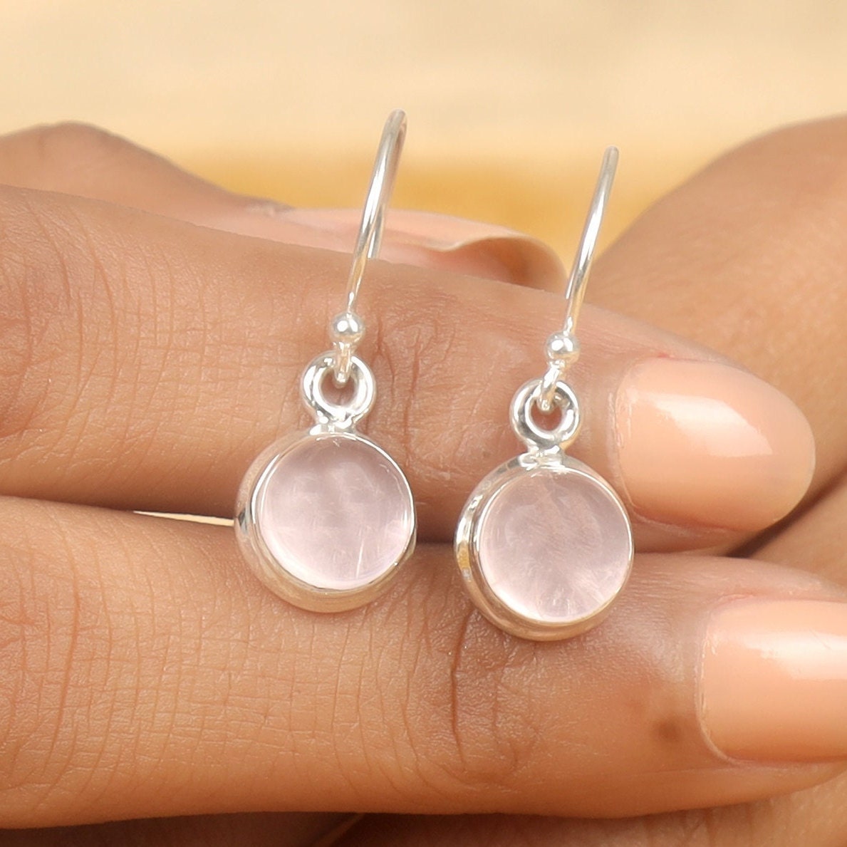 Rose Quartz Sterling Silver Earrings