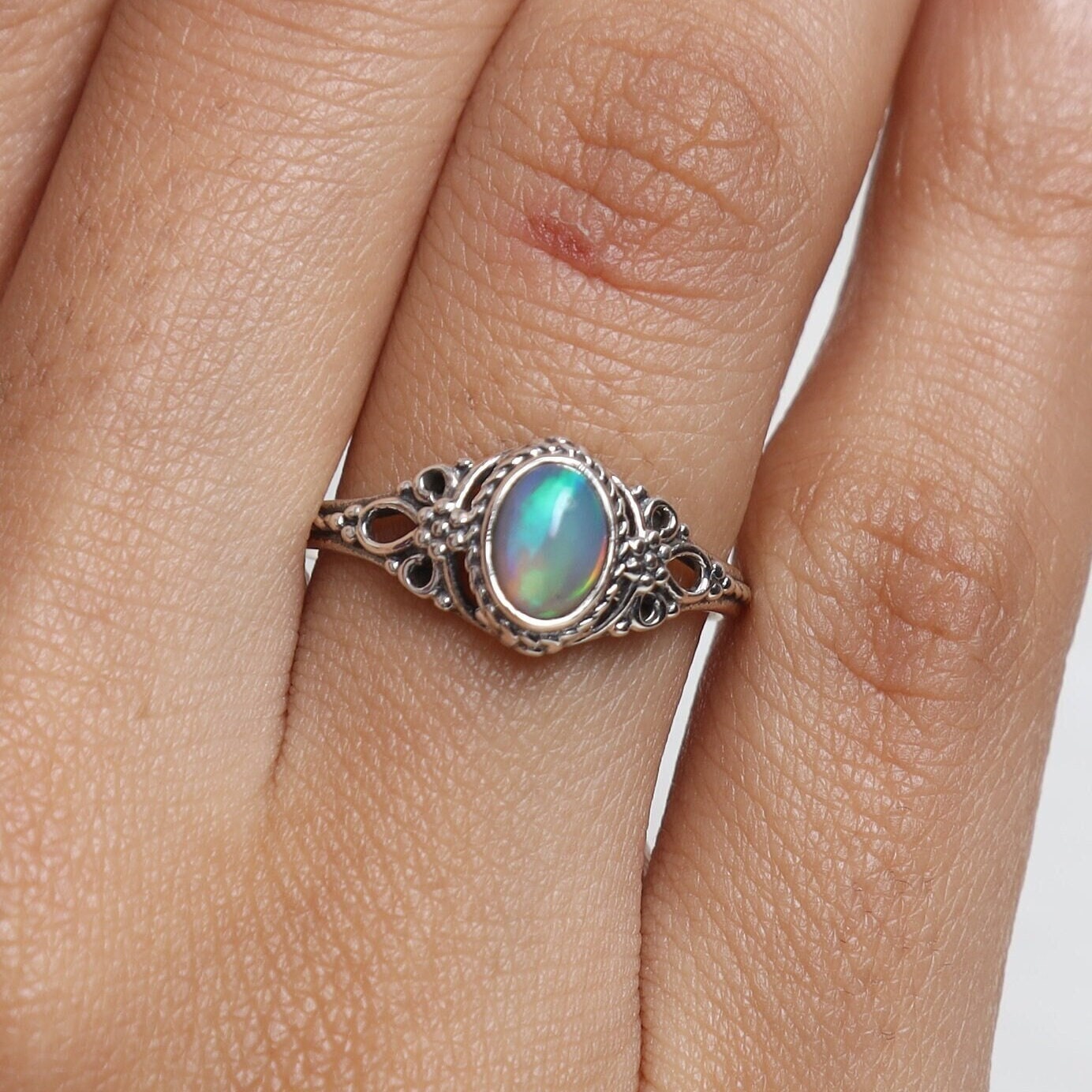 Ethiopian Opal Sterling Silver Ring