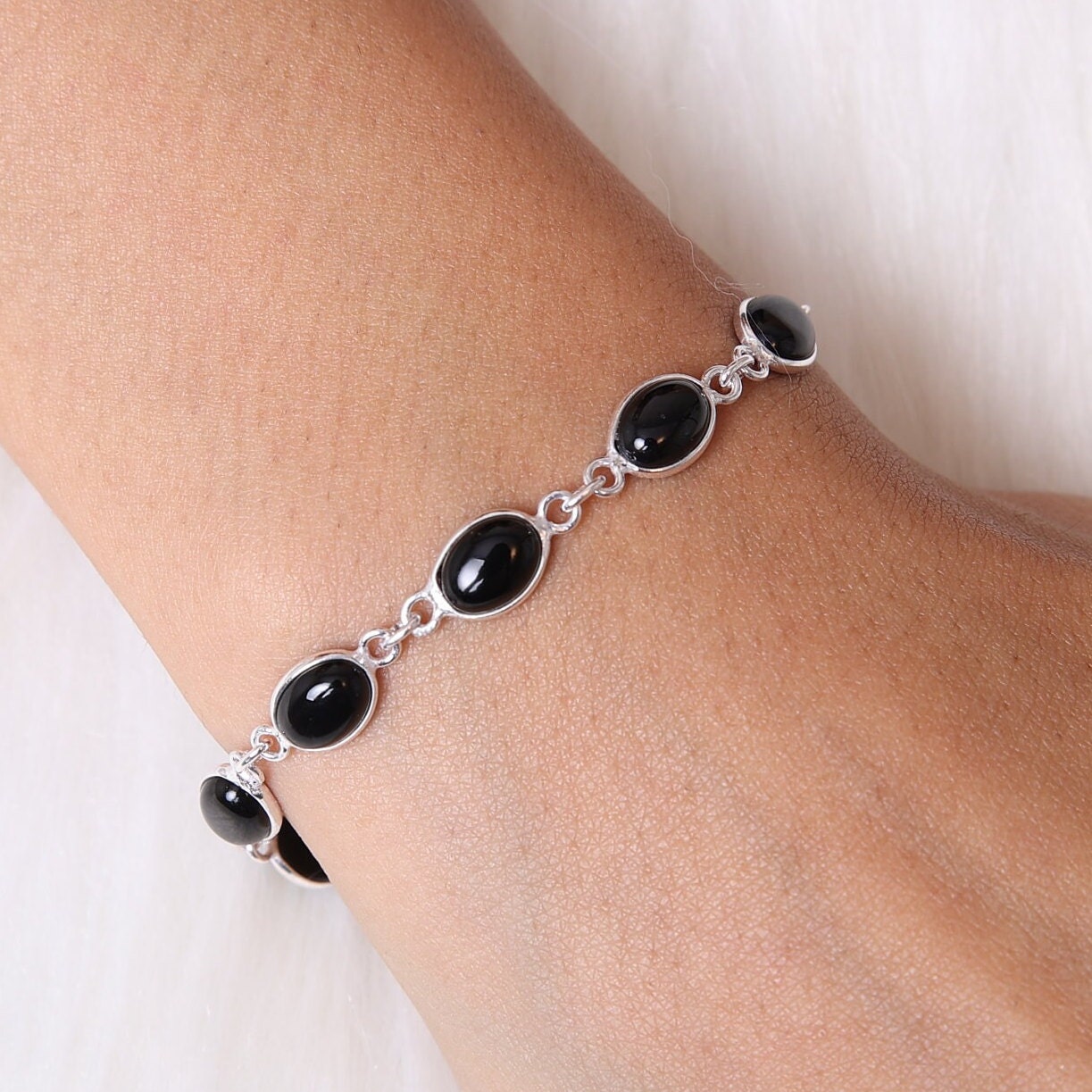 Black Onyx Sterling Silver Bracelet