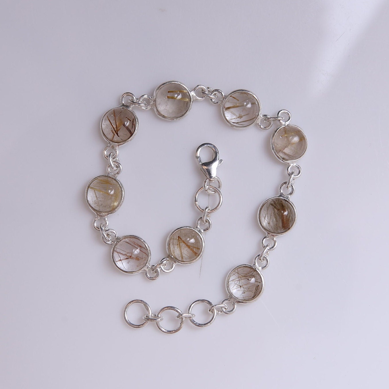 Golden Rutile Quartz Sterling Silver Bracelet