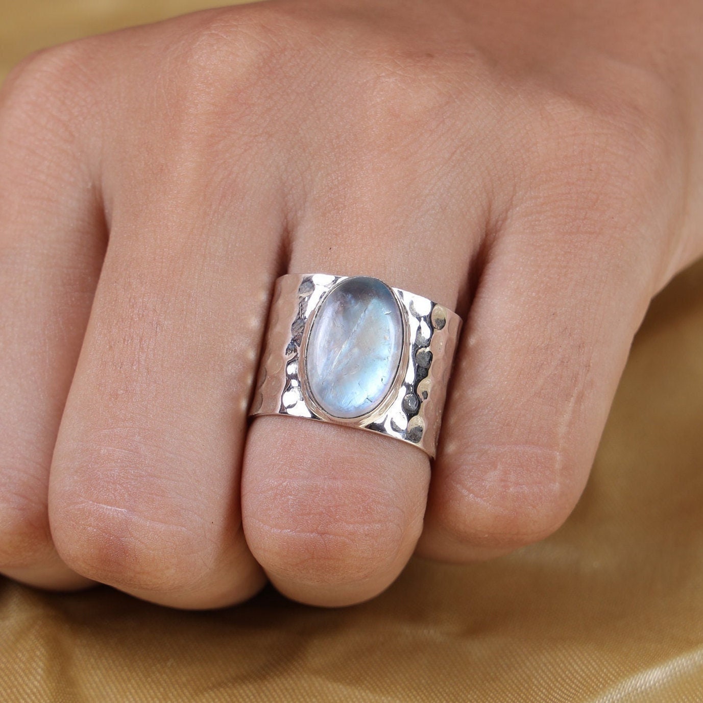 Rainbow Moonstone Sterling Silver Ring