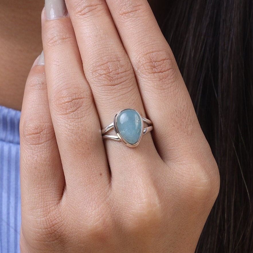 Aquamarine Sterling Silver Ring