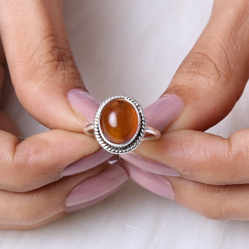 Amber 925 Sterling Silver Ring