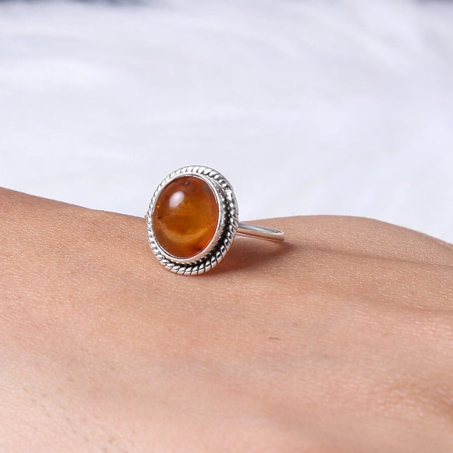 Amber 925 Sterling Silver Ring