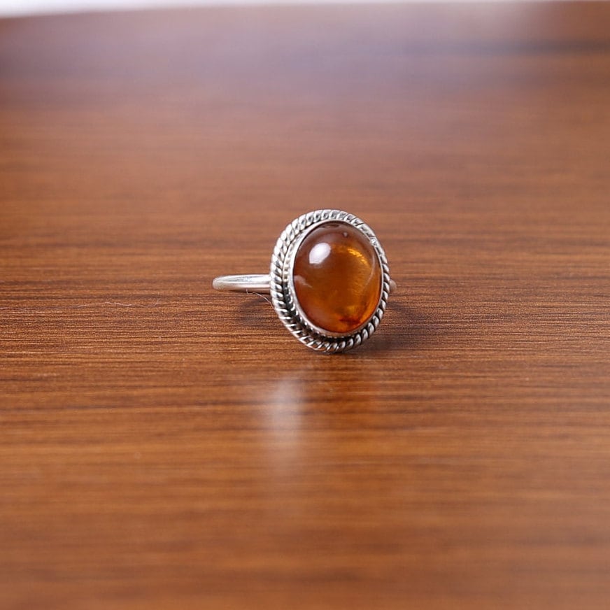 Amber 925 Sterling Silver Ring