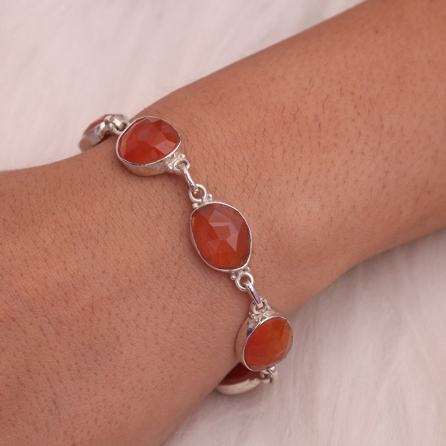 Carnelian Sterling Silver Bracelet