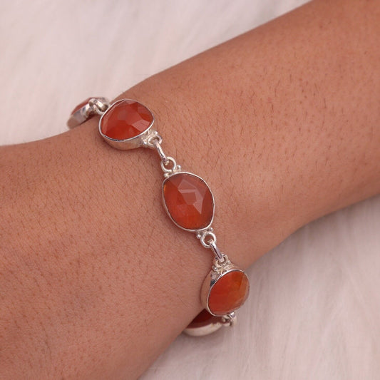 Carnelian Sterling Silver Bracelet