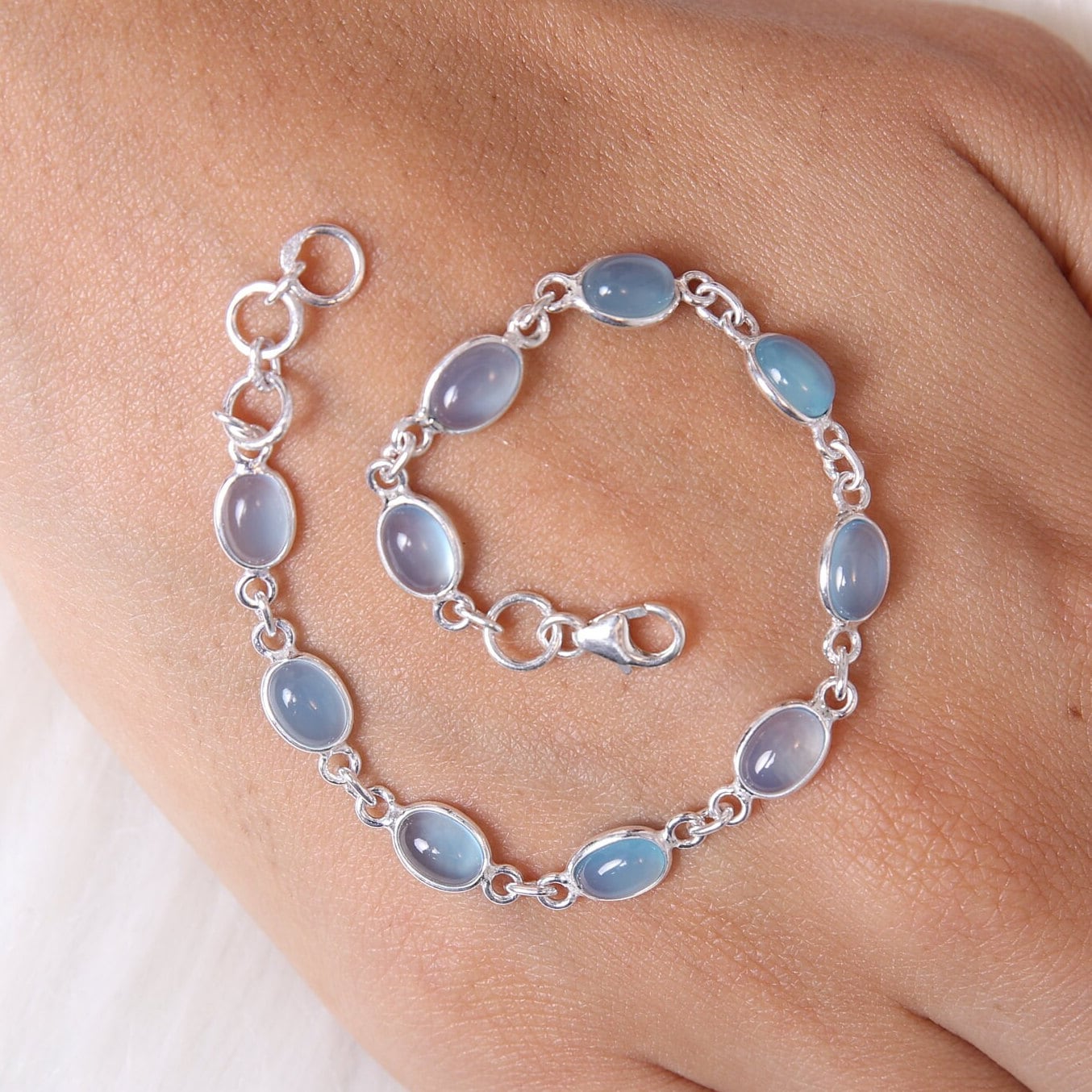 Aquamarine Sterling Silver Bracelet