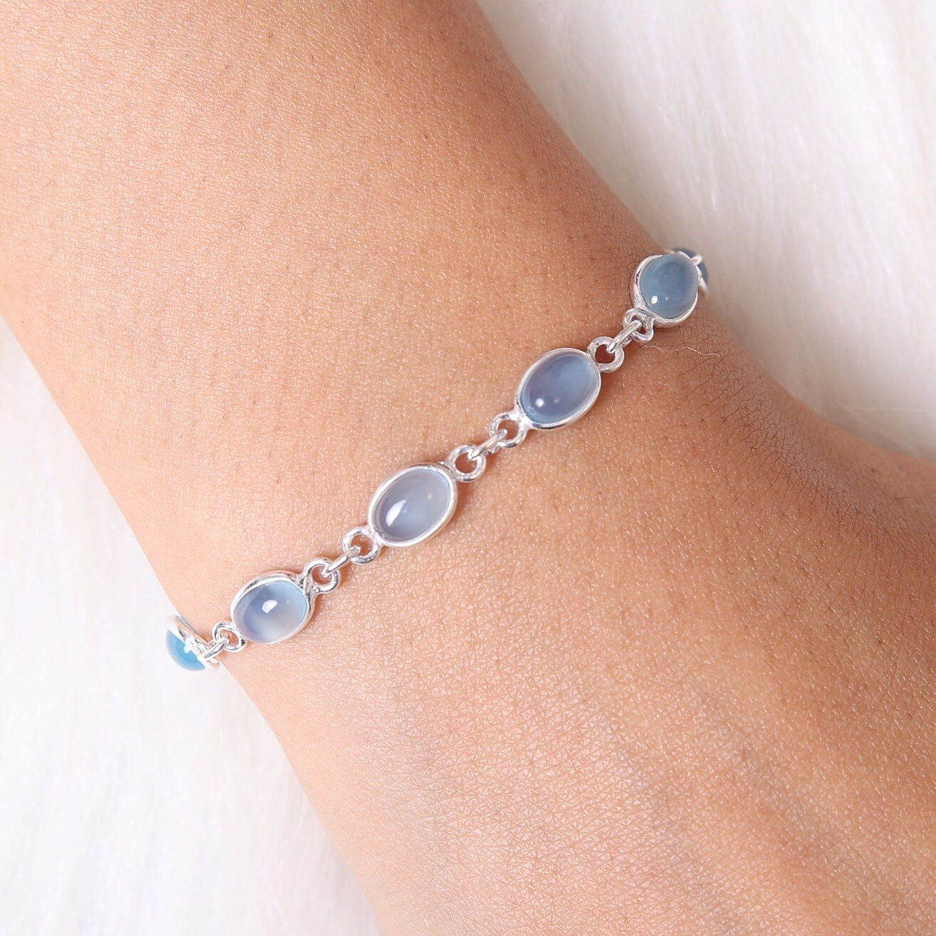 Aquamarine Sterling Silver Bracelet