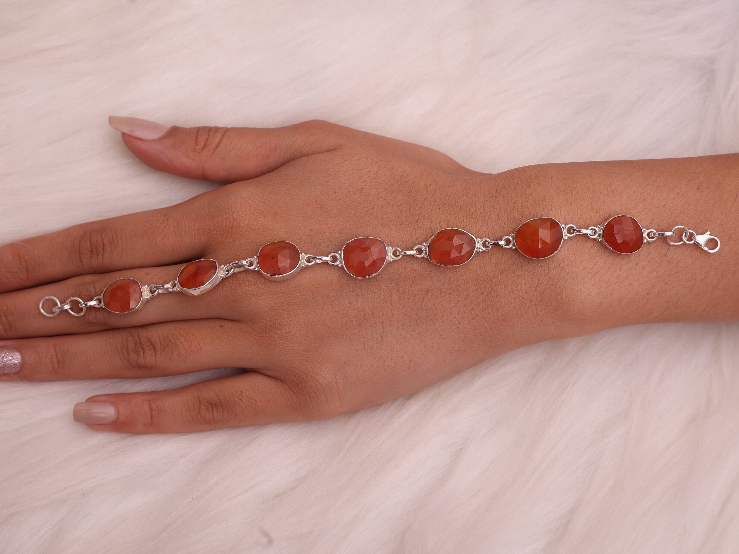 Carnelian Sterling Silver Bracelet