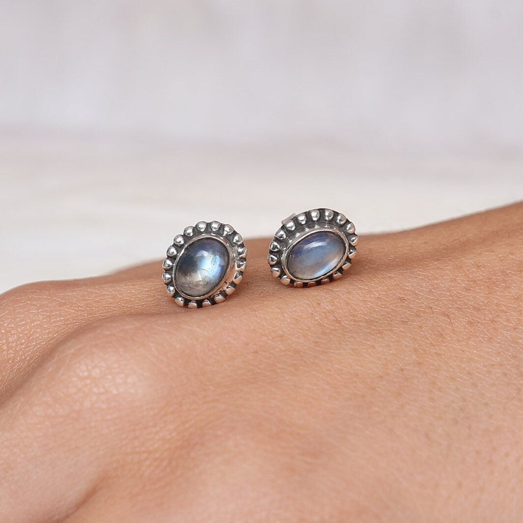 Labradorite Sterling Silver Stud Earrings