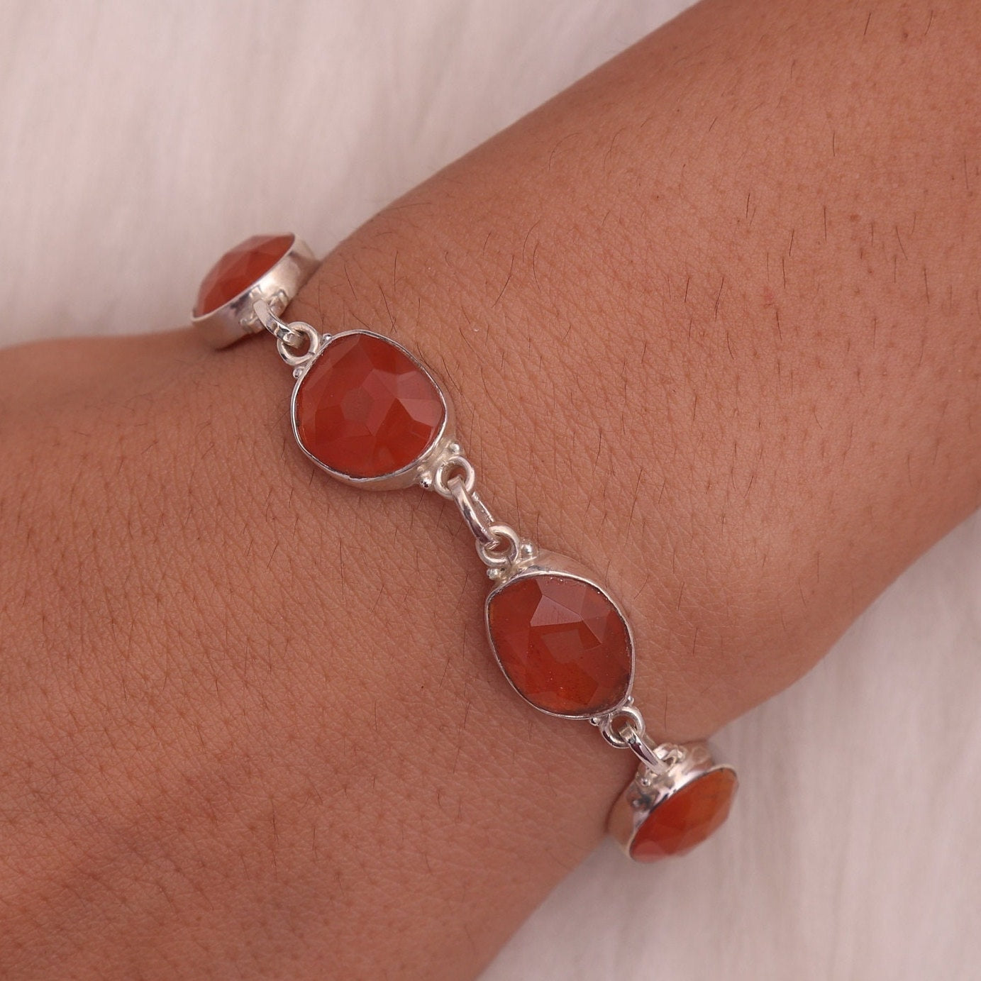 Carnelian Sterling Silver Bracelet