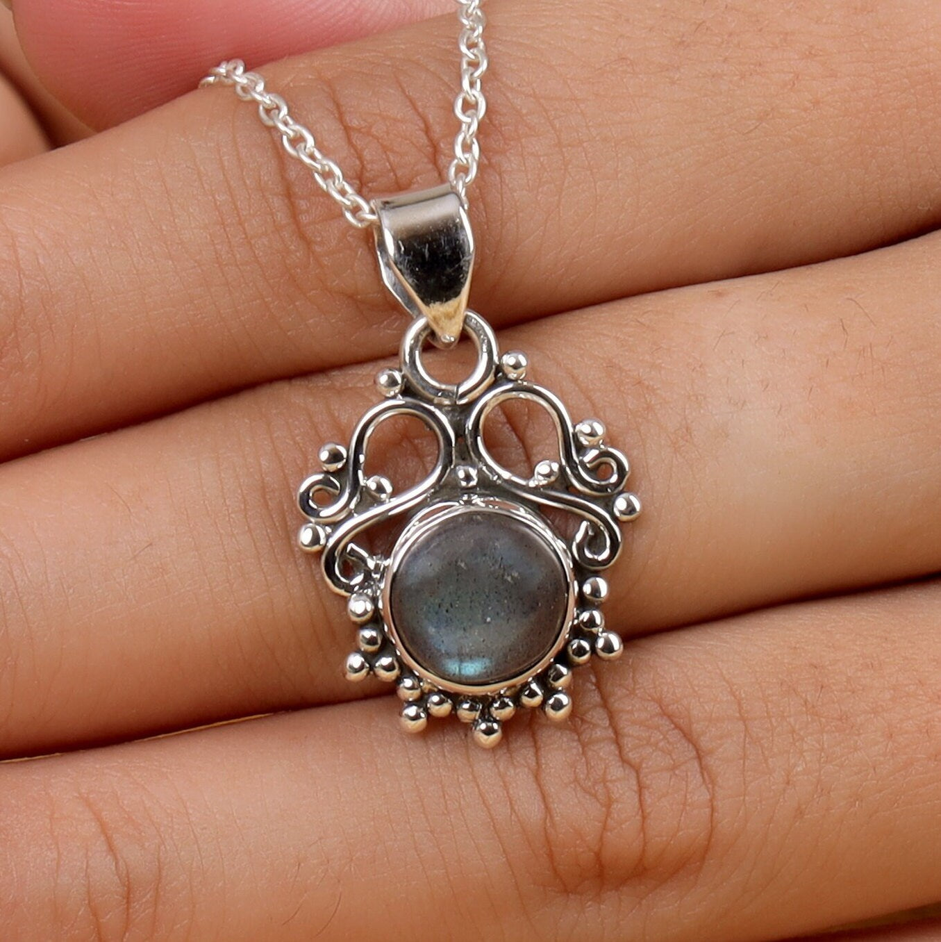 Labradorite Sterling Silver Pendant