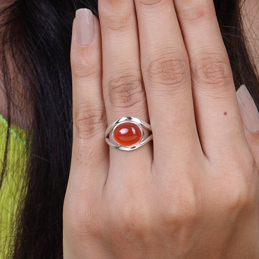 Carnelian Sterling Silver Ring