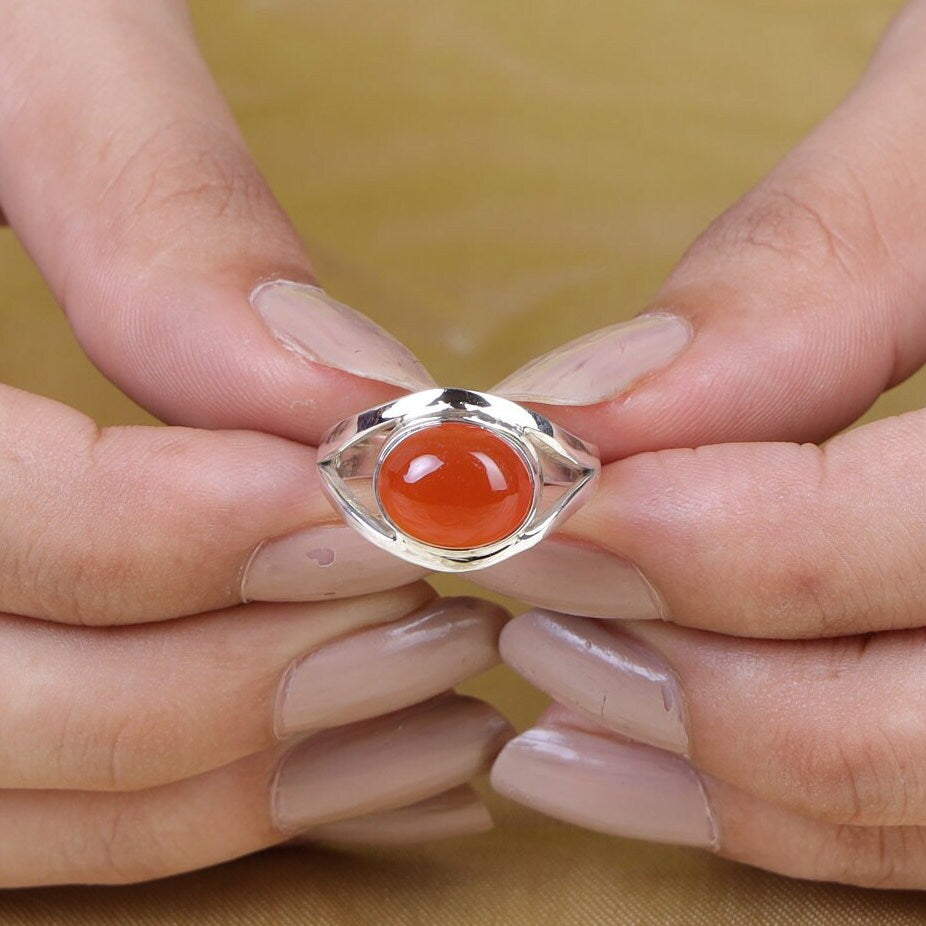 Carnelian Sterling Silver Ring